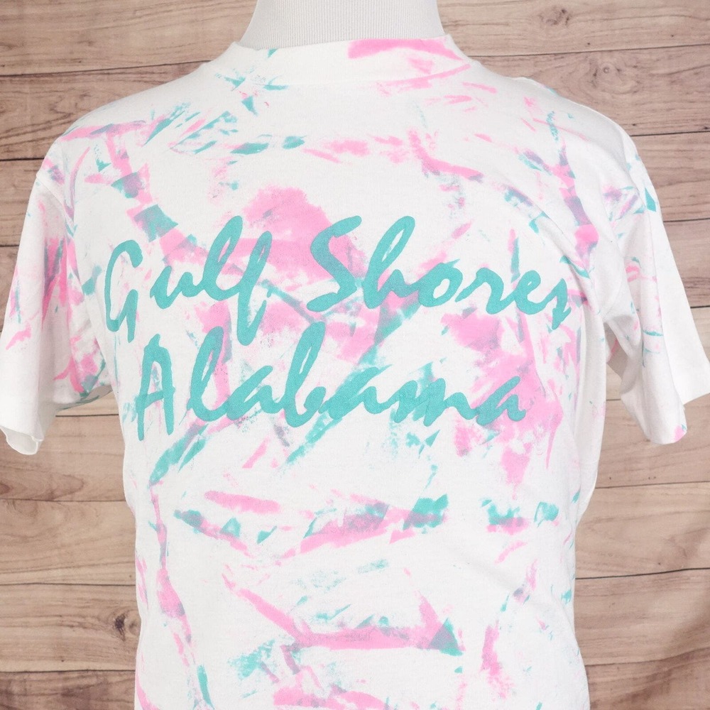 VINTAGE GULF SHORES ALABAMA TRAVEL AOP ALL OVER PRINT SINGLE STITCH‎ TSHIRT XL